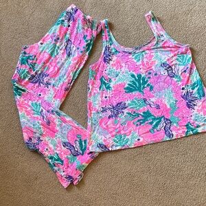 Lilly Pulitzer Pink and Green Pajama Set